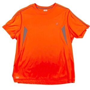Fila Sport Performance Mens XL Orange Grey Mesh Athletic T-Shirt Short Sleeve
